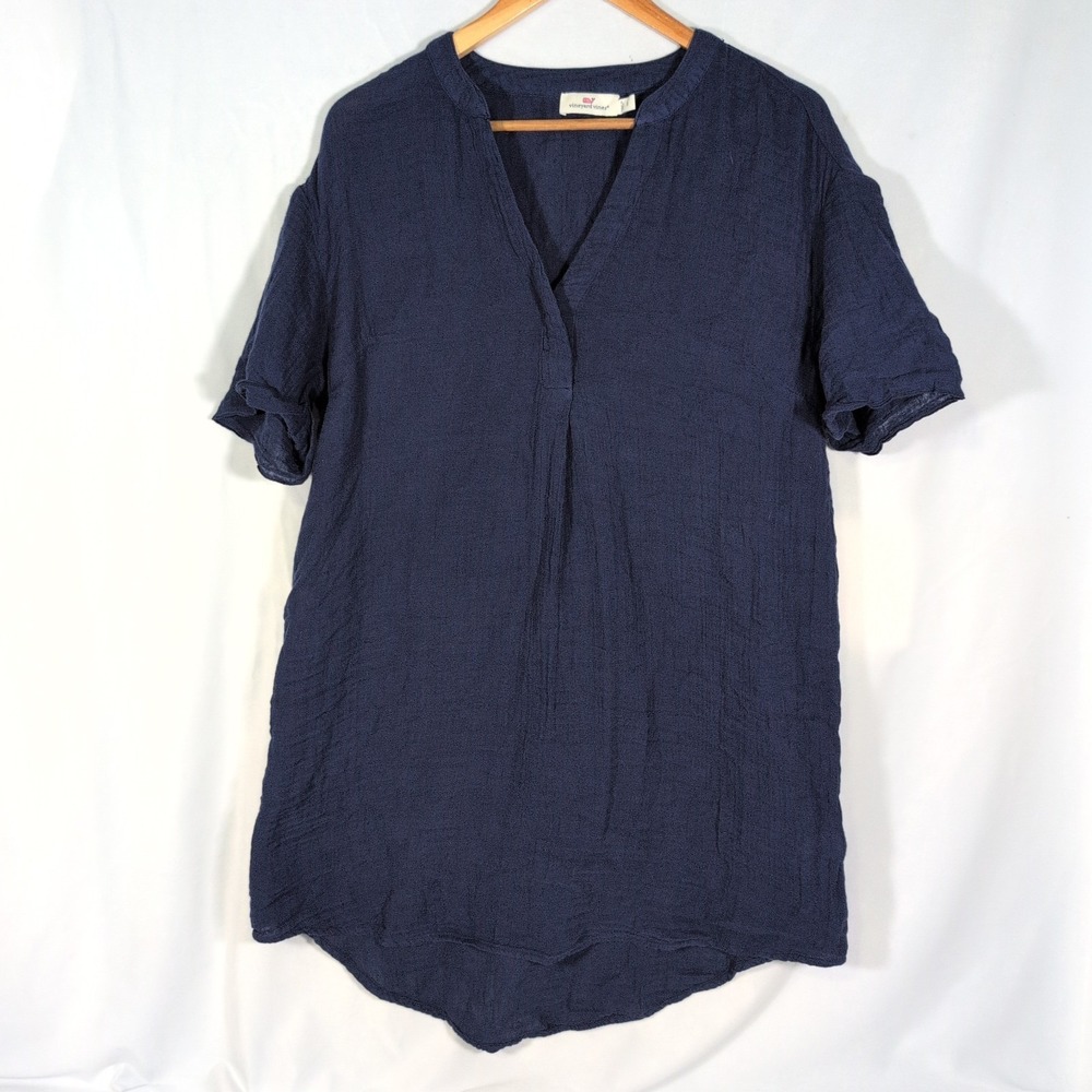 Vineyard Vines Navy Cotton Gauze Beach Cover-Up Short Dress Women's Size S